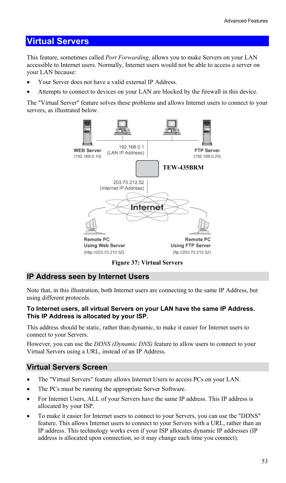 Virtual servers | TRENDnet TEW-435BRM User Manual | Page 56 / 81