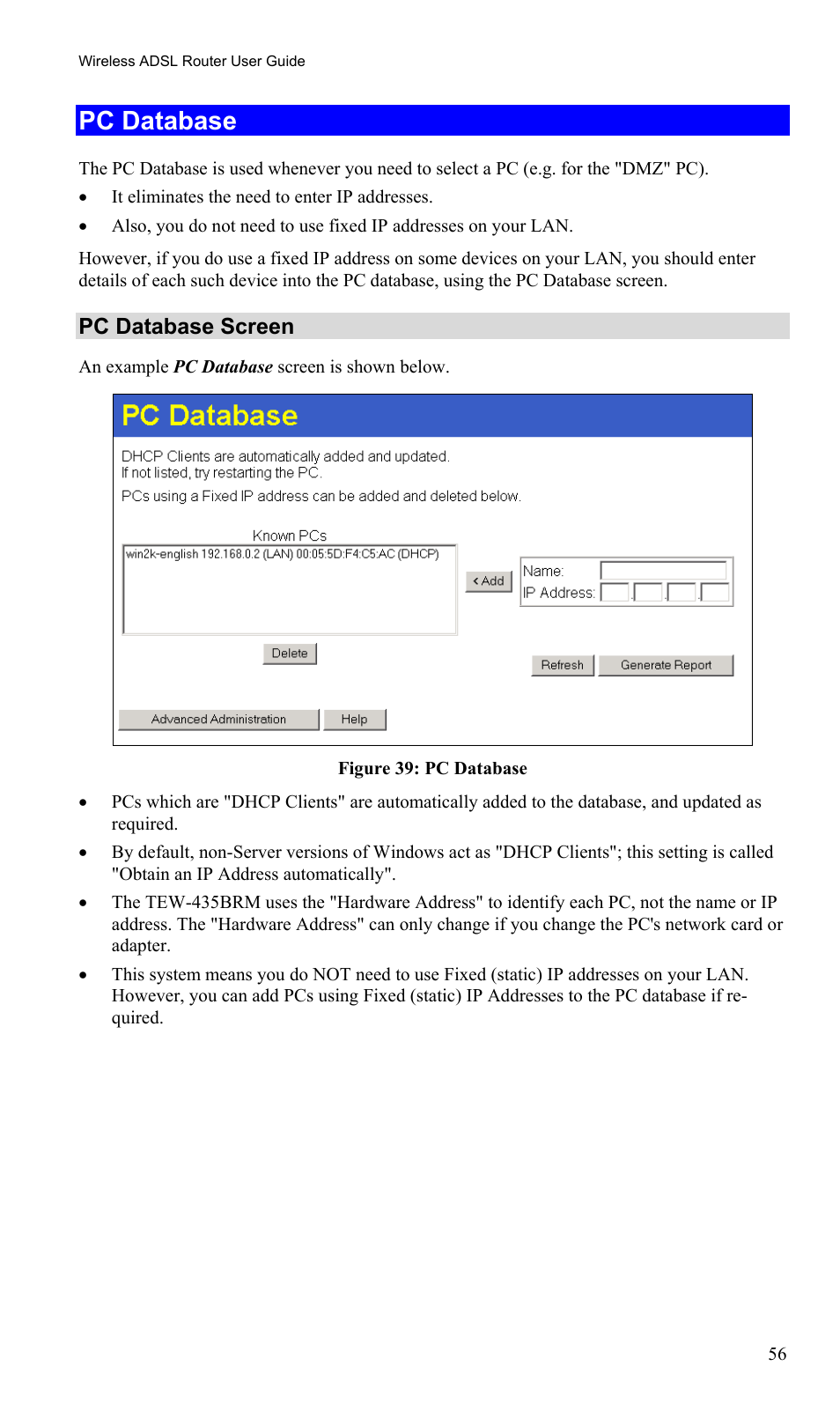Pc database, Pc database screen | TRENDnet TEW-435BRM User Manual | Page 59 / 81