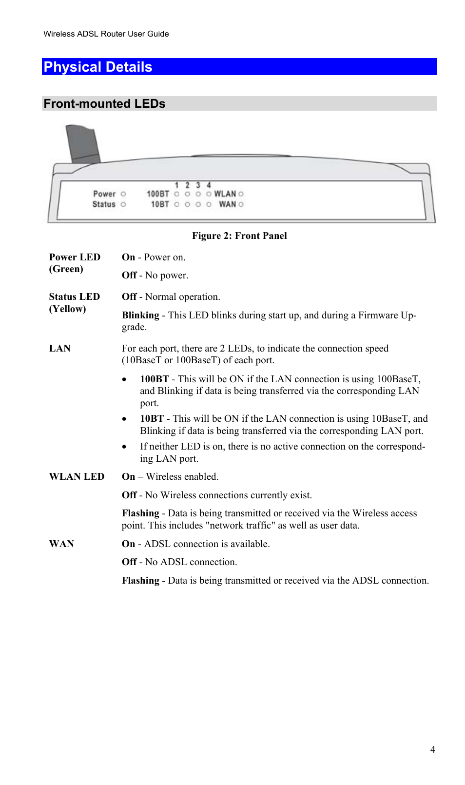 Physical details, Front-mounted leds | TRENDnet TEW-435BRM User Manual | Page 7 / 81