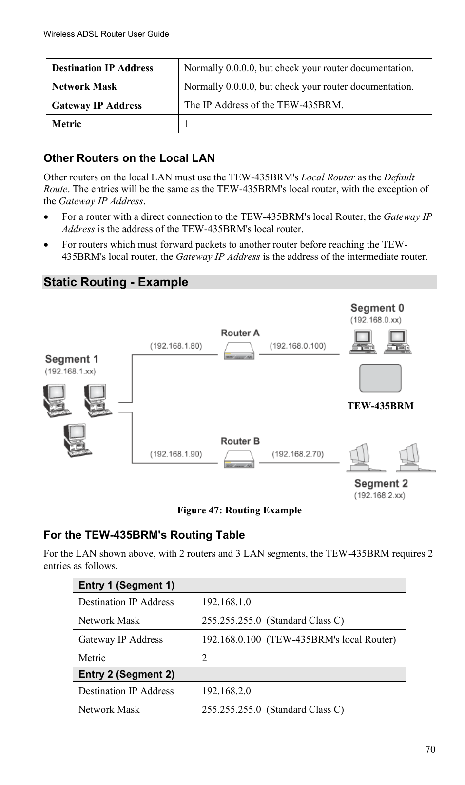 Static routing - example | TRENDnet TEW-435BRM User Manual | Page 73 / 81