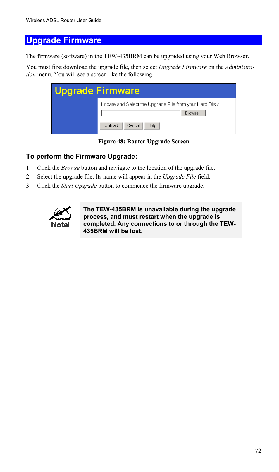 Upgrade firmware | TRENDnet TEW-435BRM User Manual | Page 75 / 81