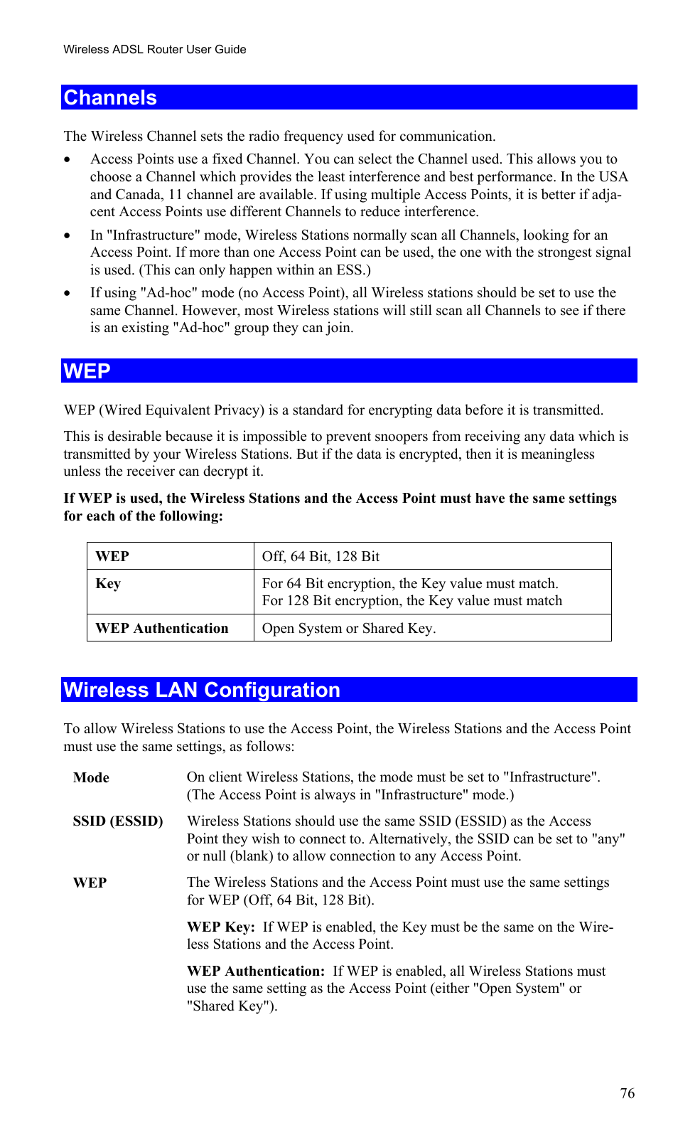 Channels, Wireless lan configuration | TRENDnet TEW-435BRM User Manual | Page 79 / 81