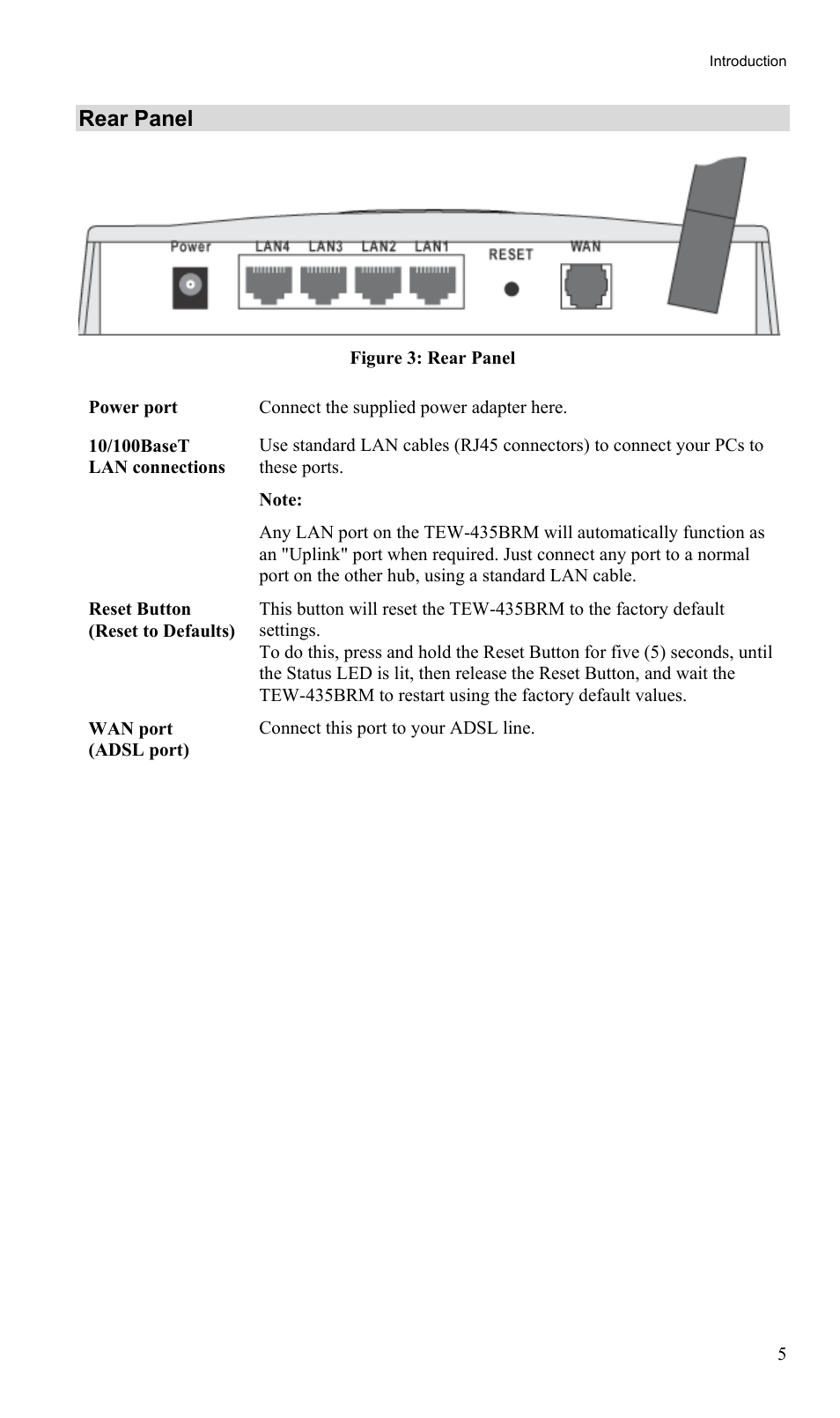Rear panel | TRENDnet TEW-435BRM User Manual | Page 8 / 81