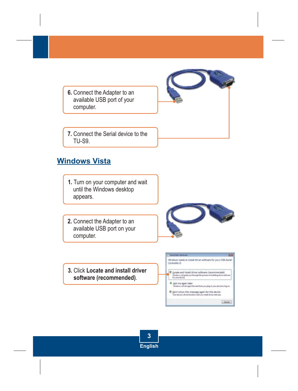 Windows vista | TRENDnet TU-S9 User Manual | Page 5 / 9