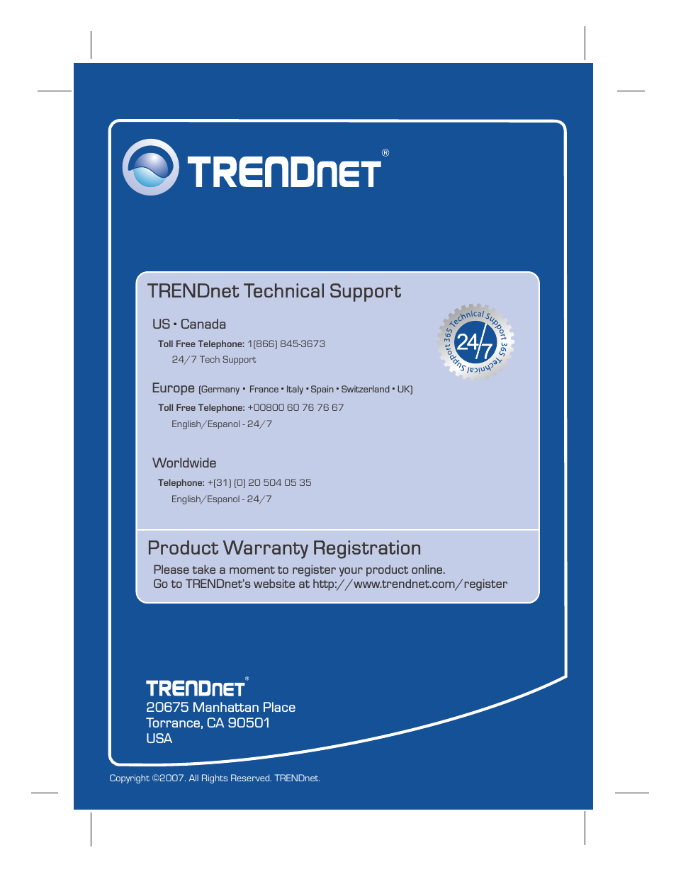 Product warranty registration, Trendnet technical support | TRENDnet TV-IP110W User Manual | Page 12 / 12