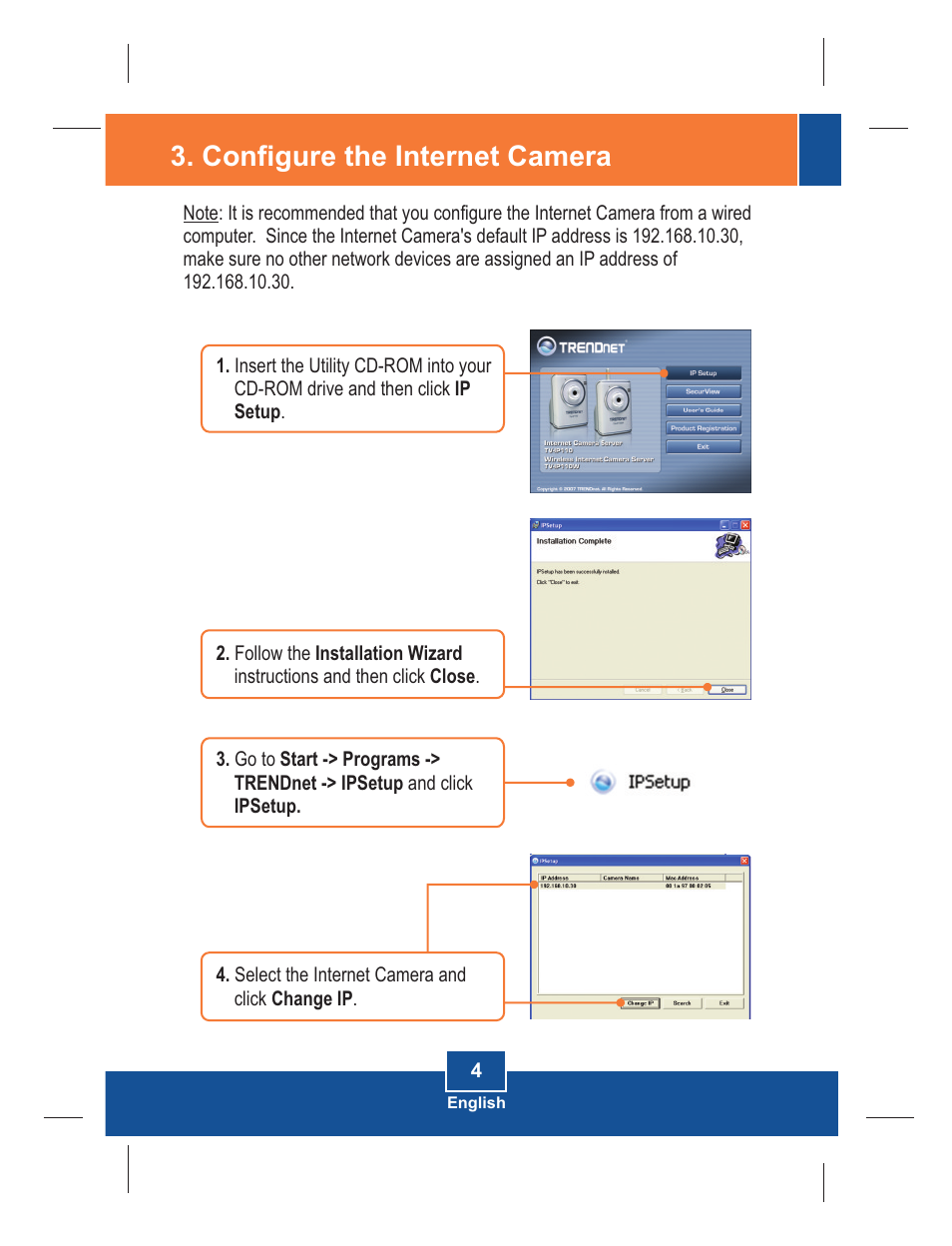 Configure the internet camera | TRENDnet TV-IP110W User Manual | Page 6 / 12
