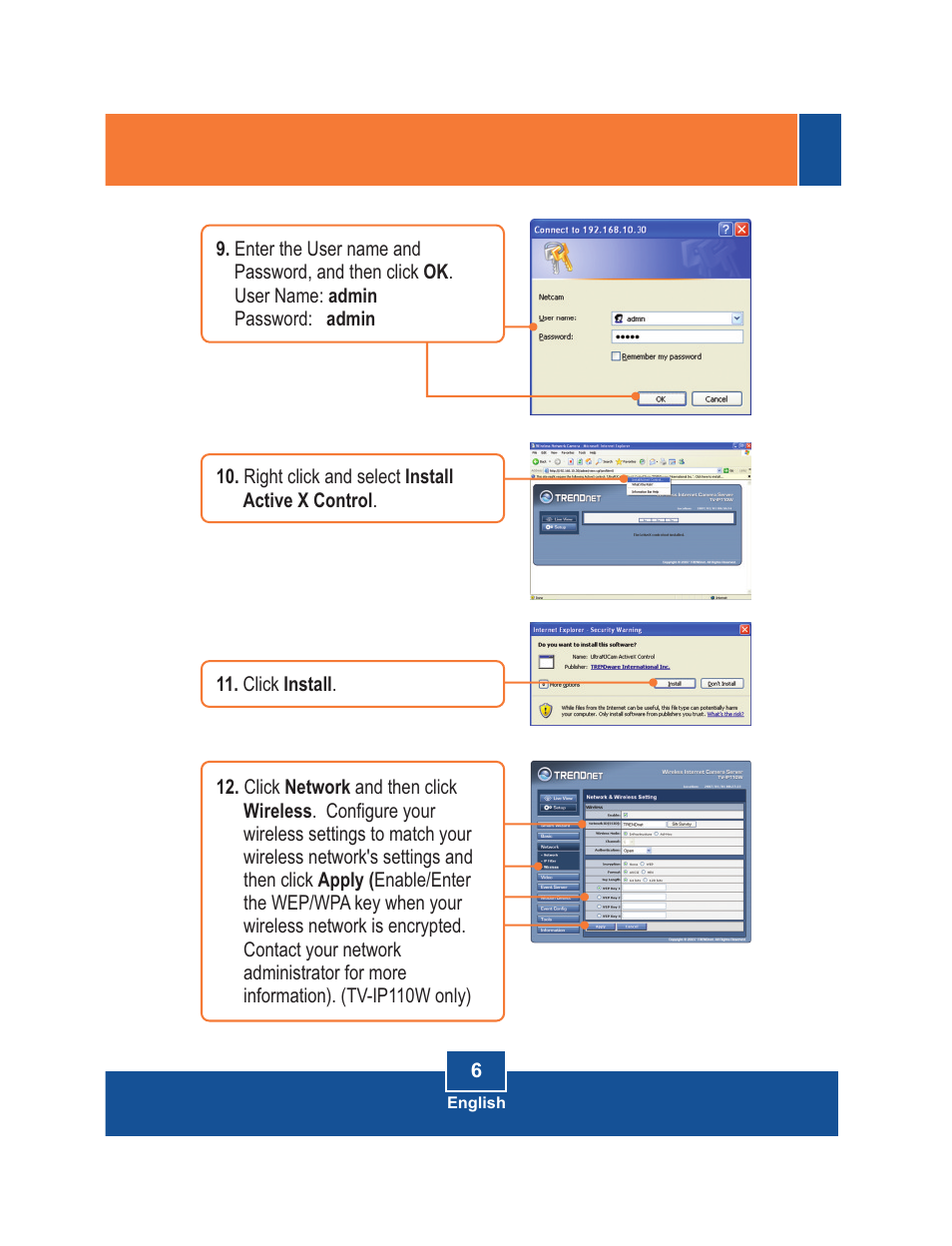 TRENDnet TV-IP110W User Manual | Page 8 / 12