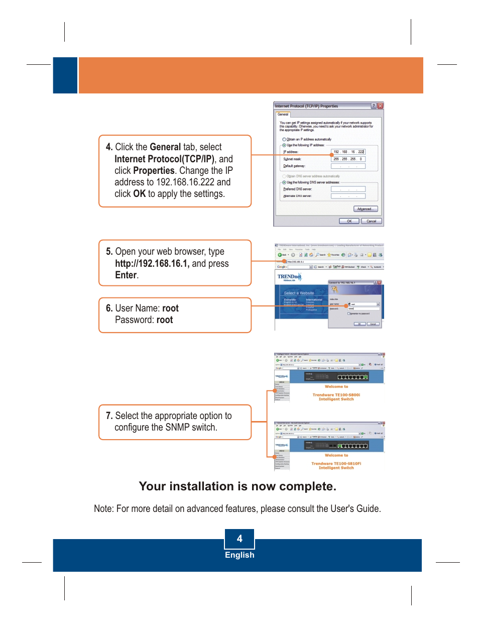 Your installation is now complete | TRENDnet TE100 S800i User Manual | Page 6 / 9