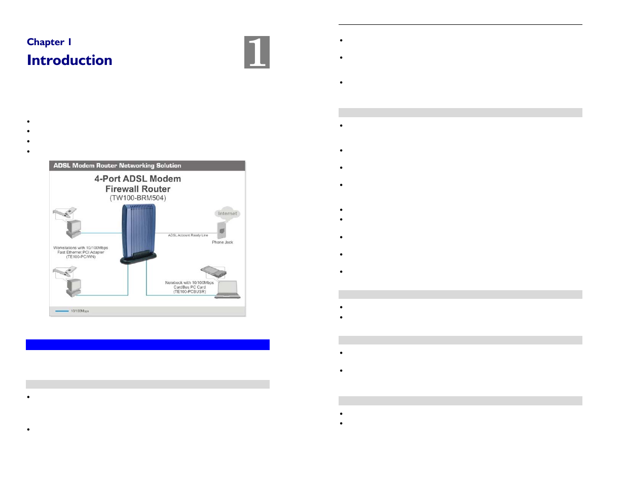 Introduction, Chapter 1 | TRENDnet TW100-BRM504 User Manual | Page 3 / 46