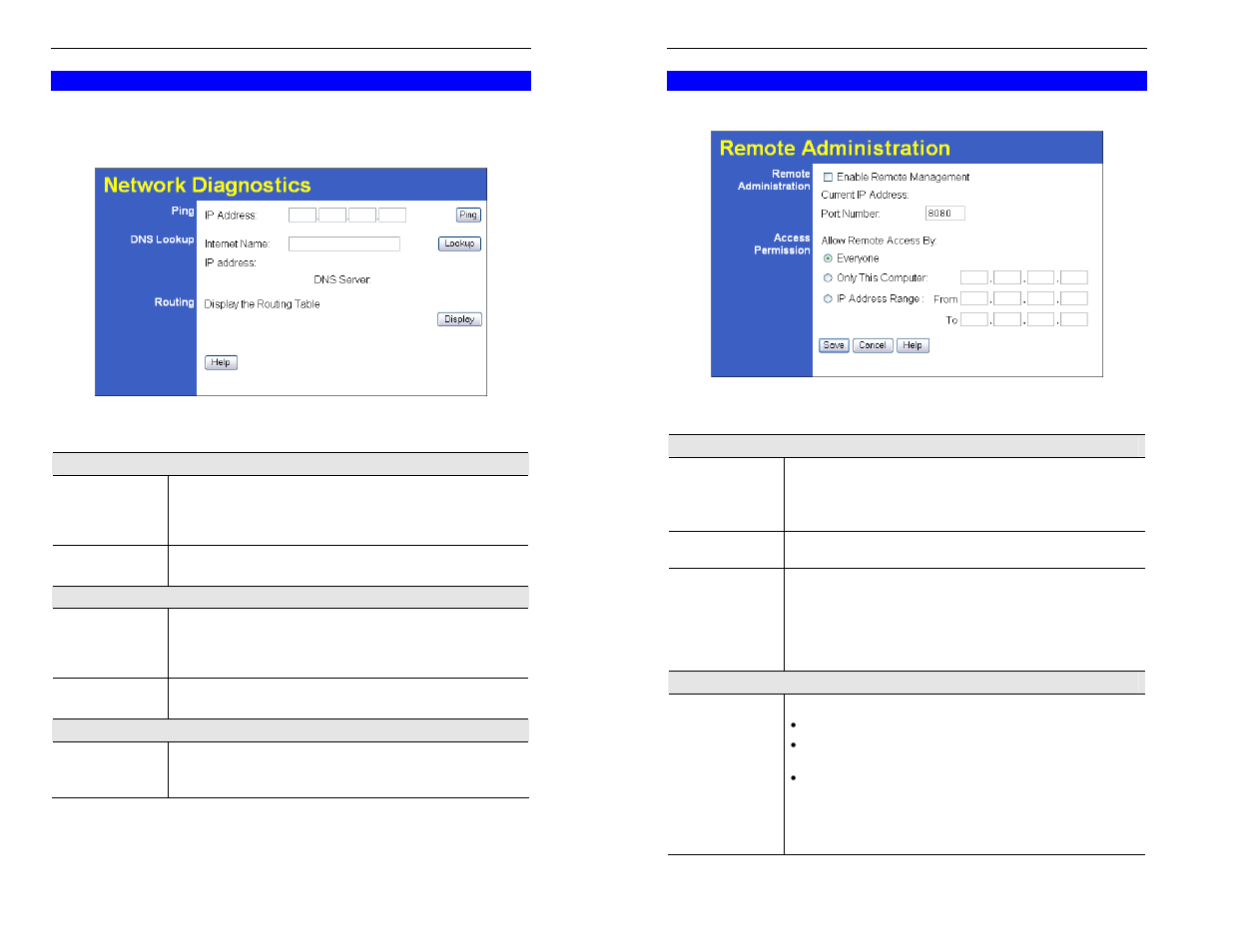 Diagnostics, Remote administration | TRENDnet TW100-BRM504 User Manual | Page 36 / 46