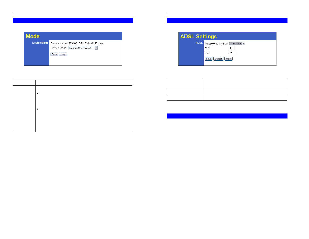 Mode screen, Adsl screen, Operation | TRENDnet TW100-BRM504 User Manual | Page 41 / 46