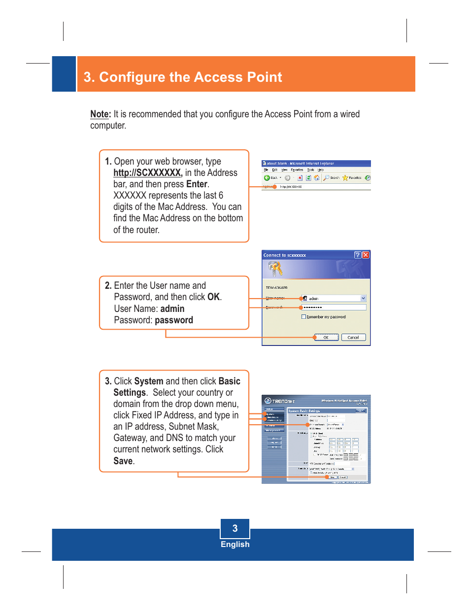 Configure the access point | TRENDnet TEW-636APB User Manual | Page 5 / 10