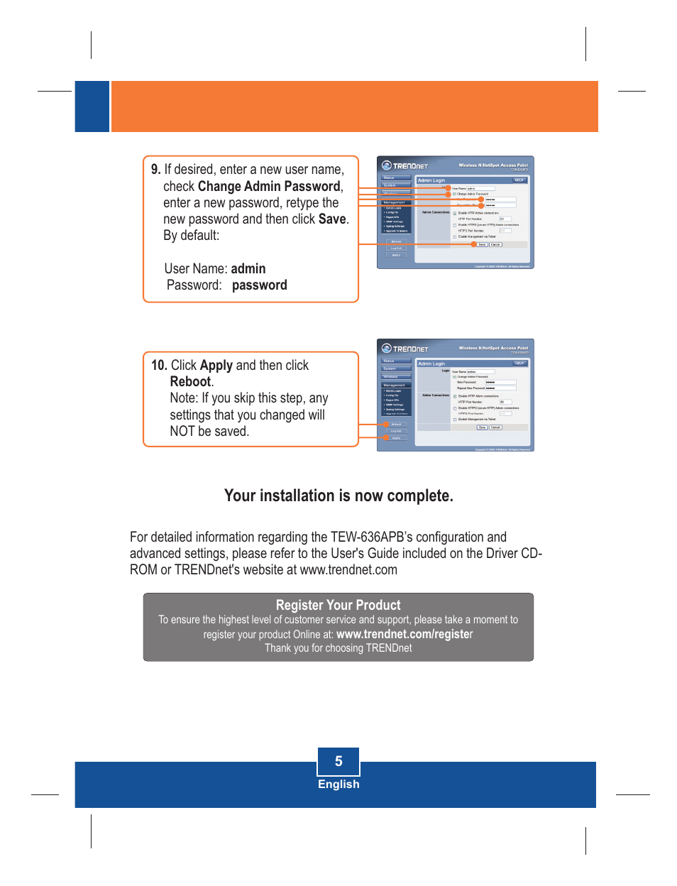 Your installation is now complete | TRENDnet TEW-636APB User Manual | Page 7 / 10