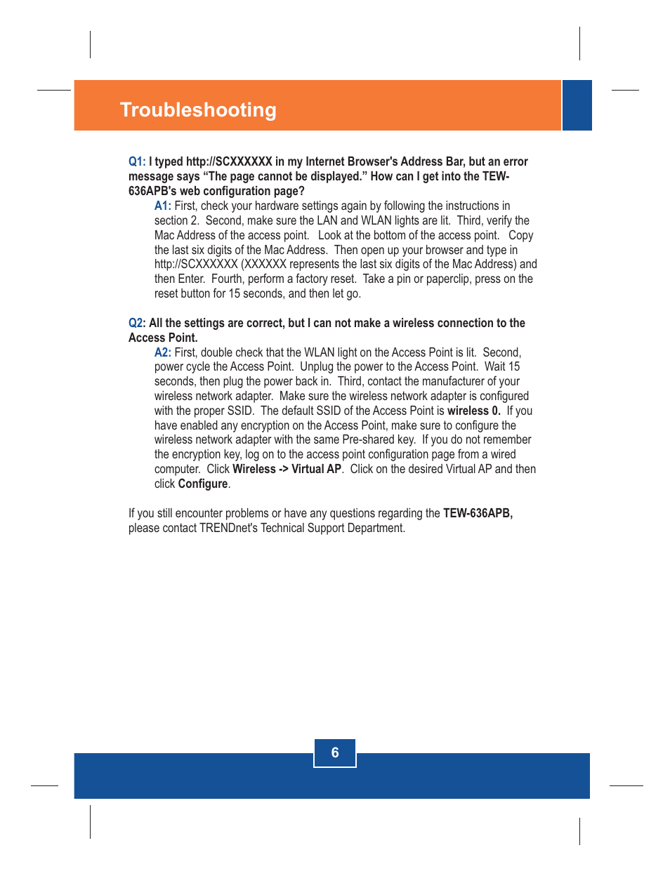 Troubleshooting | TRENDnet TEW-636APB User Manual | Page 8 / 10