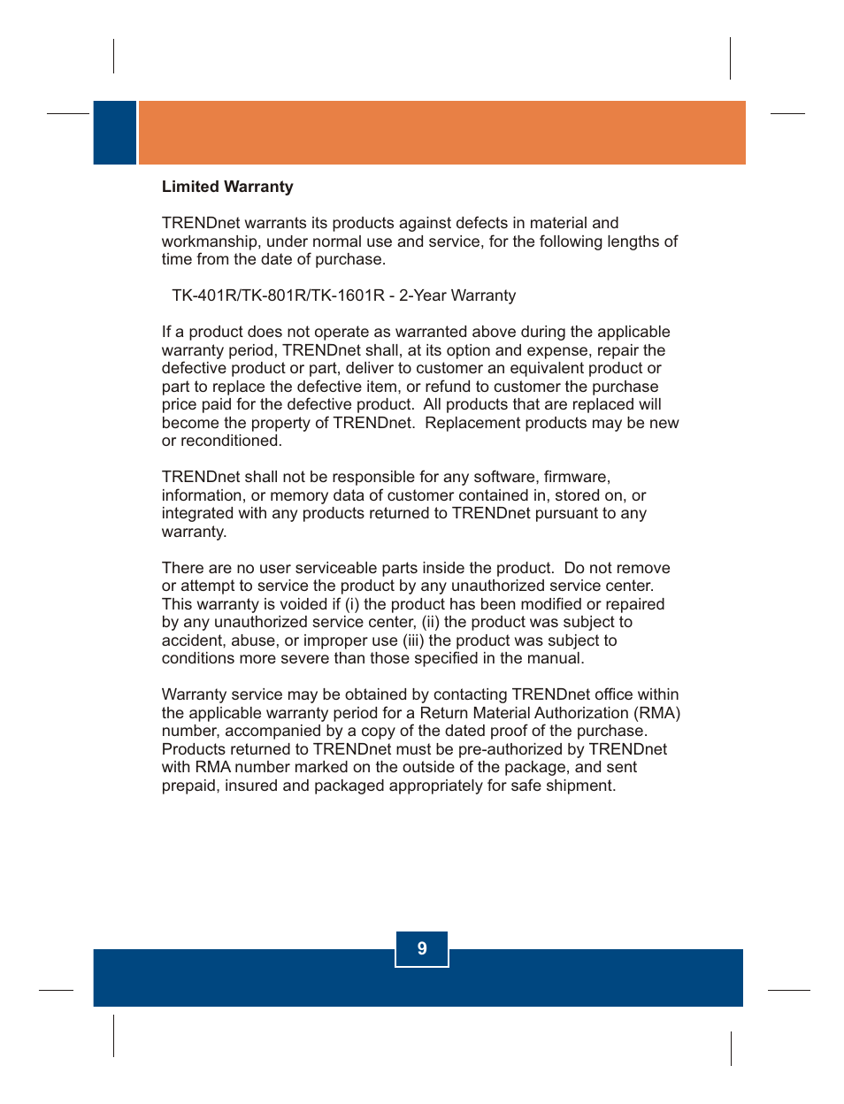 TRENDnet TK-401R User Manual | Page 11 / 14