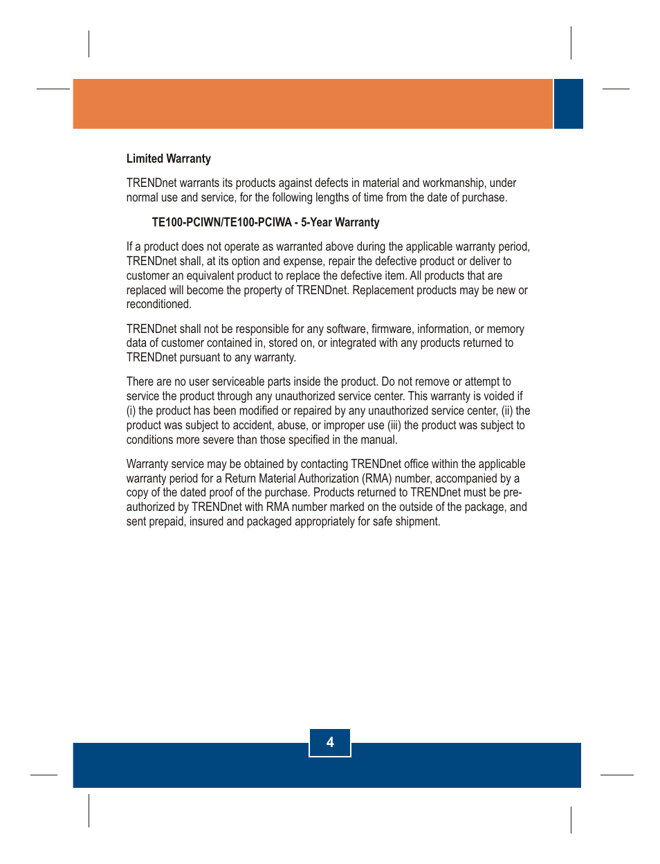 TRENDnet TE100 PCIWA User Manual | Page 6 / 8