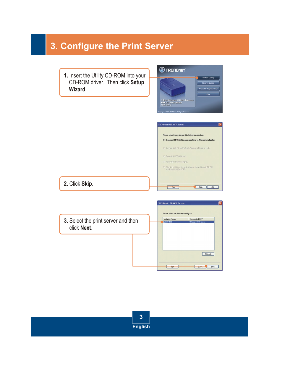 Configure the print server | TRENDnet TEW-MP1U User Manual | Page 5 / 14