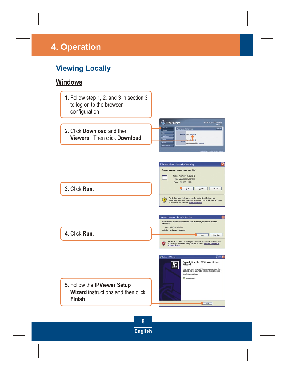 Operation | TRENDnet TK-IP101 User Manual | Page 10 / 17