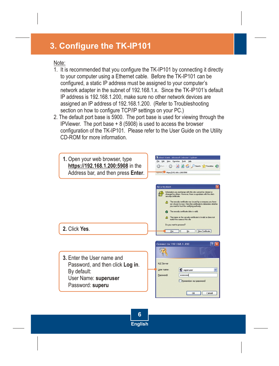 Configure the tk-ip101 | TRENDnet TK-IP101 User Manual | Page 8 / 17