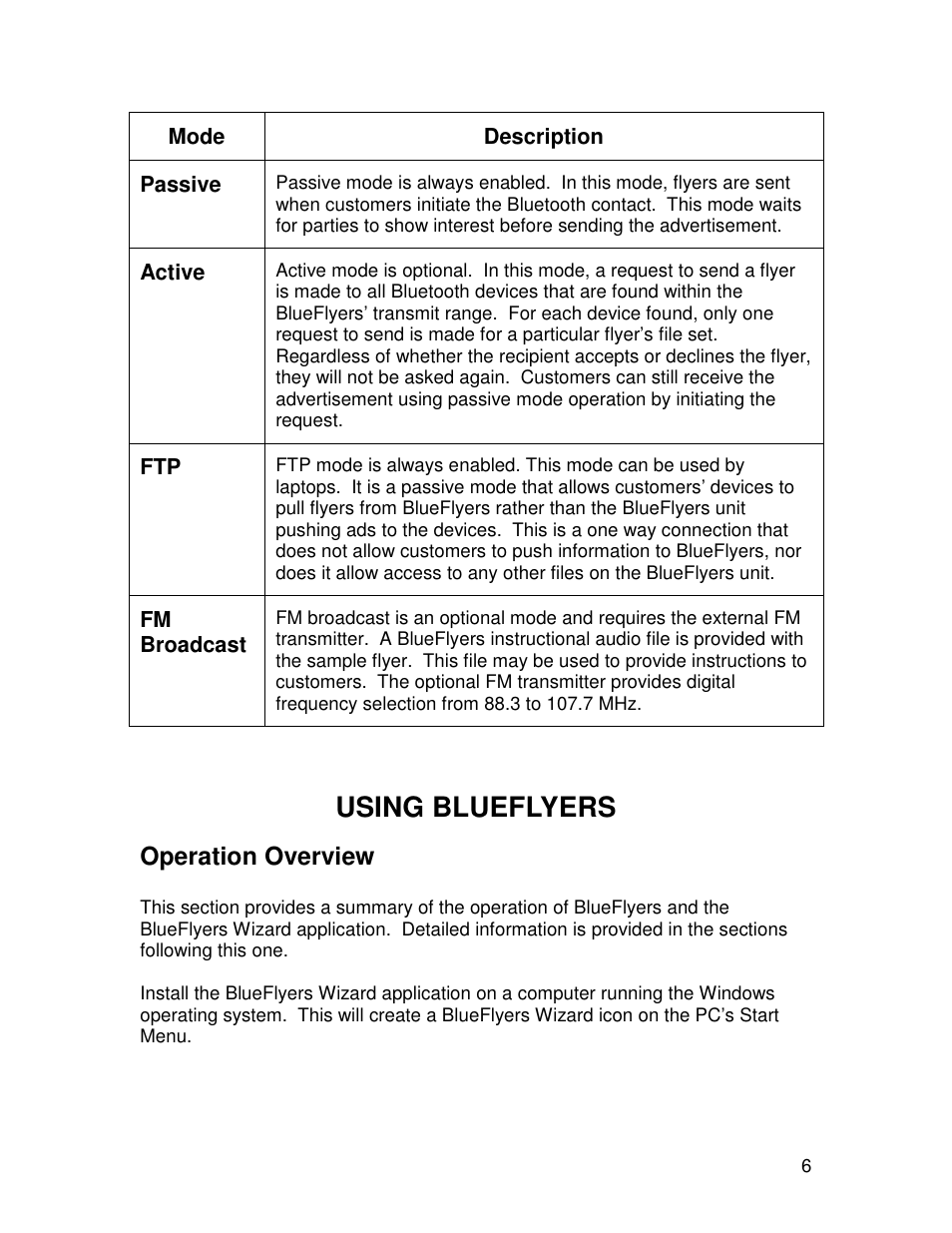 Using blueflyers, Operation overview | TRENDnet Bluetooth R91007G User Manual | Page 11 / 70