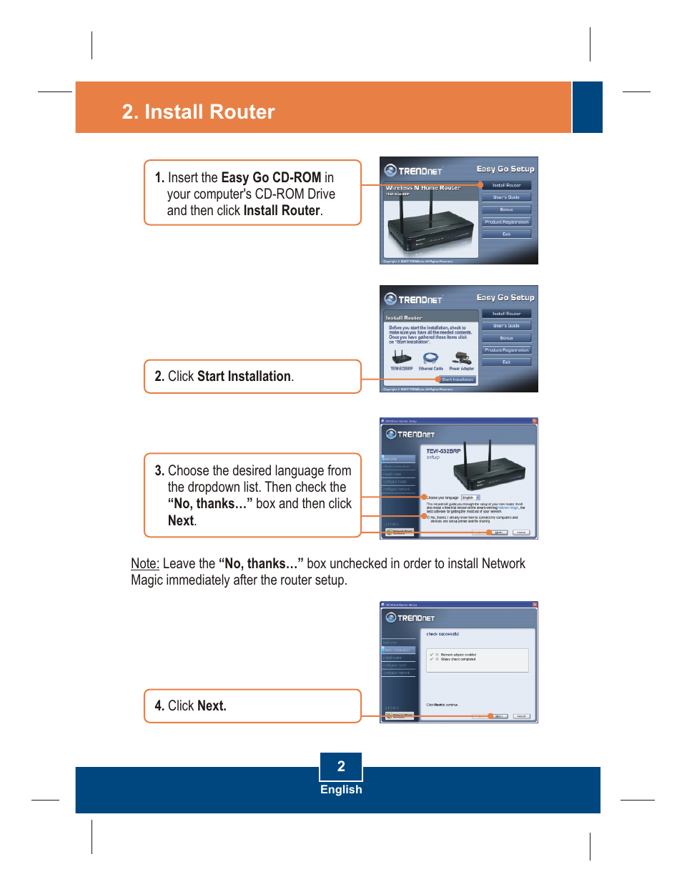 Install router | TRENDnet TEW-632BRP User Manual | Page 4 / 12