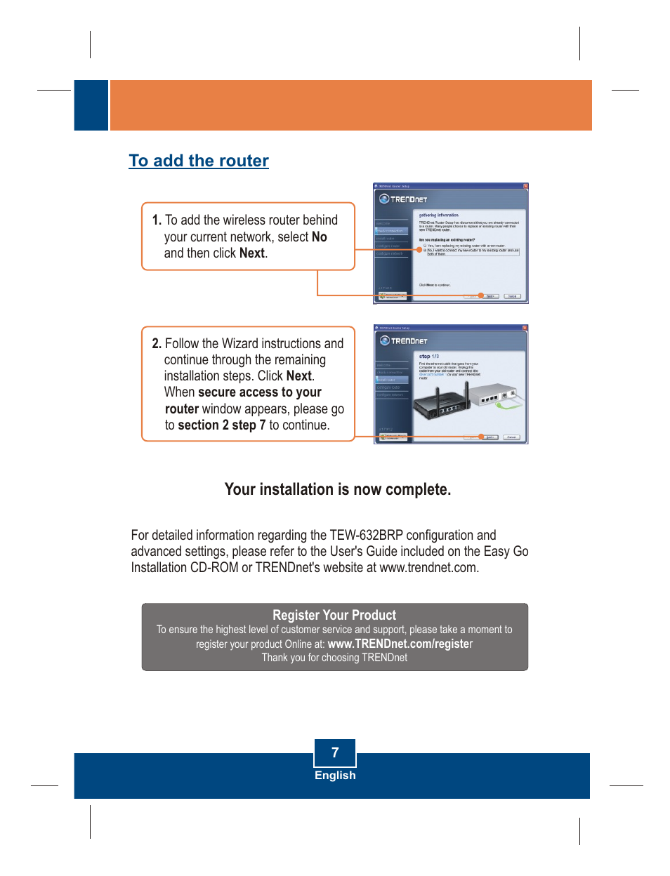 Your installation is now complete | TRENDnet TEW-632BRP User Manual | Page 9 / 12