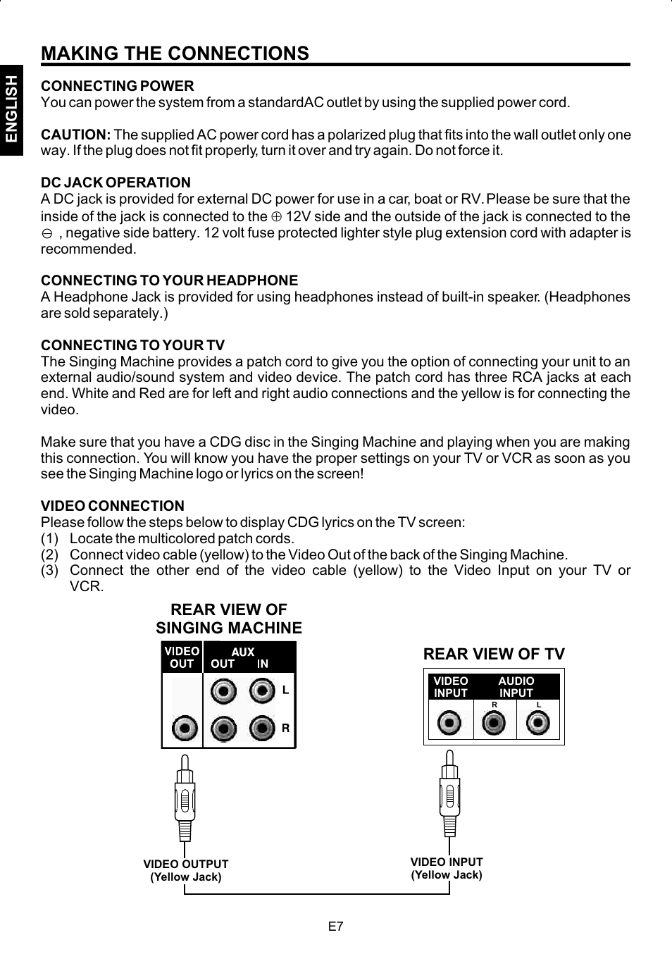 Making the connections | The Singing Machine SMG-158 User Manual | Page 8 / 20