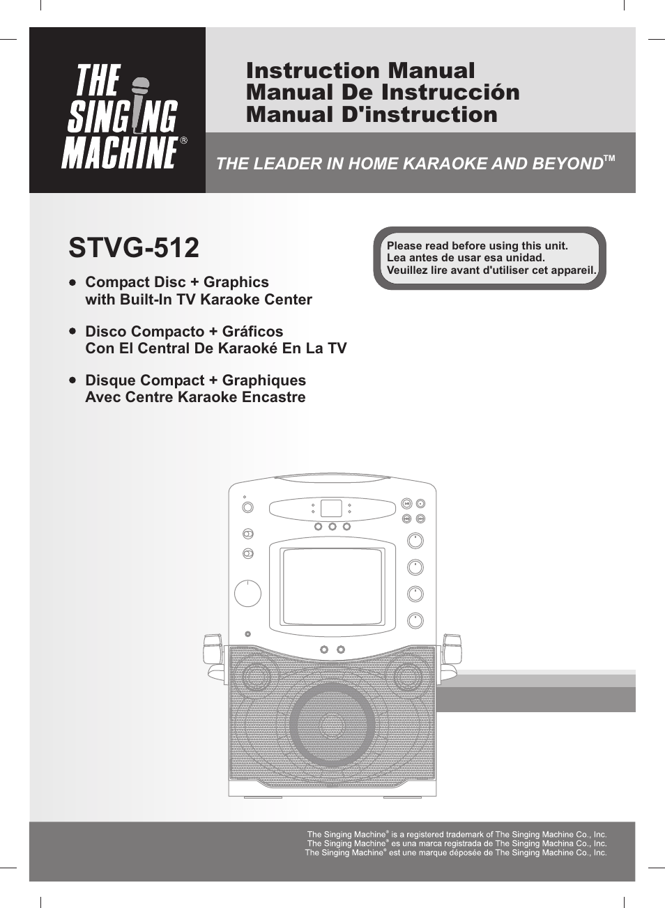 The Singing Machine STVG-512 User Manual | 56 pages