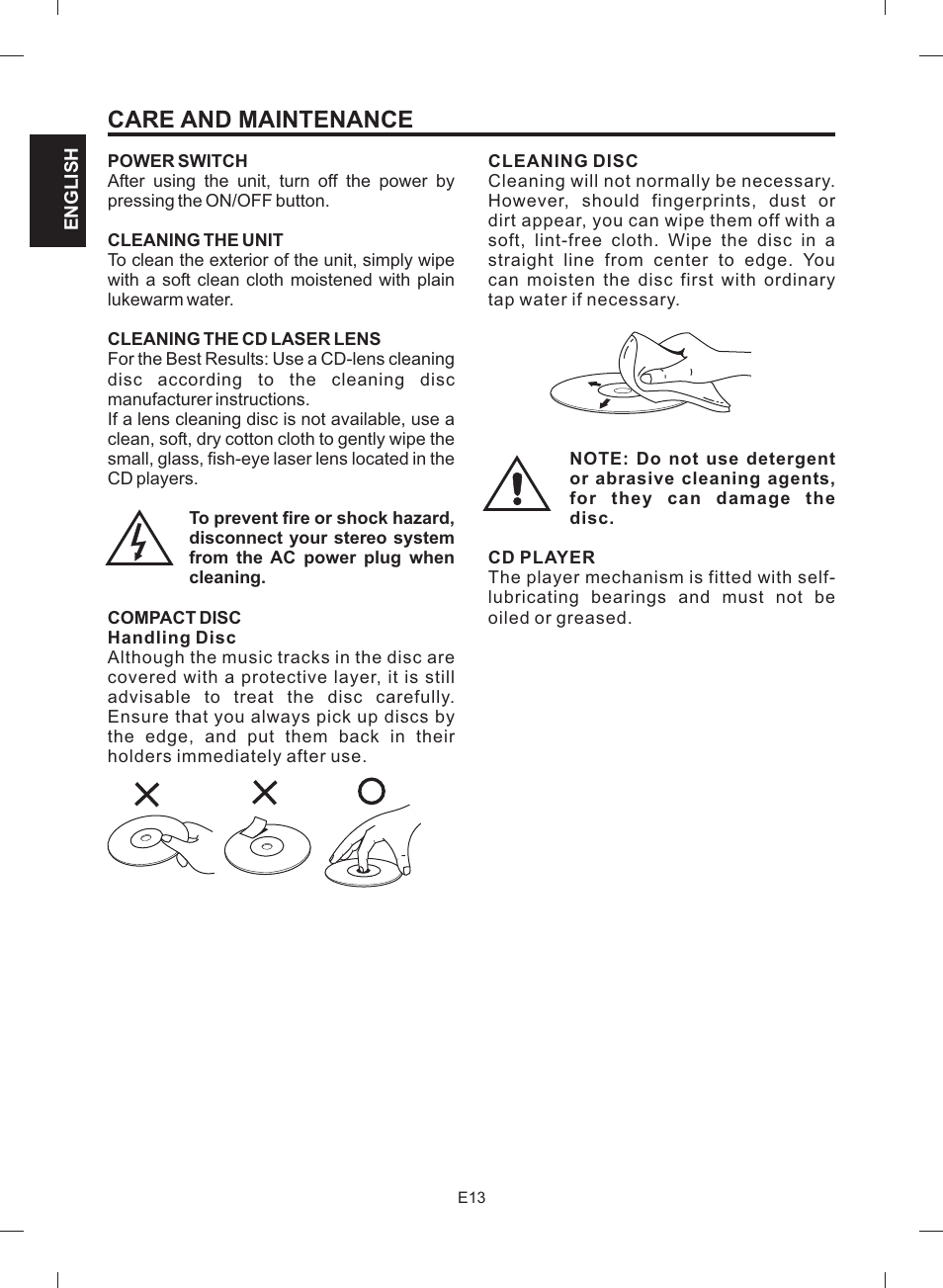 Care and maintenance | The Singing Machine STVG-512 User Manual | Page 14 / 56