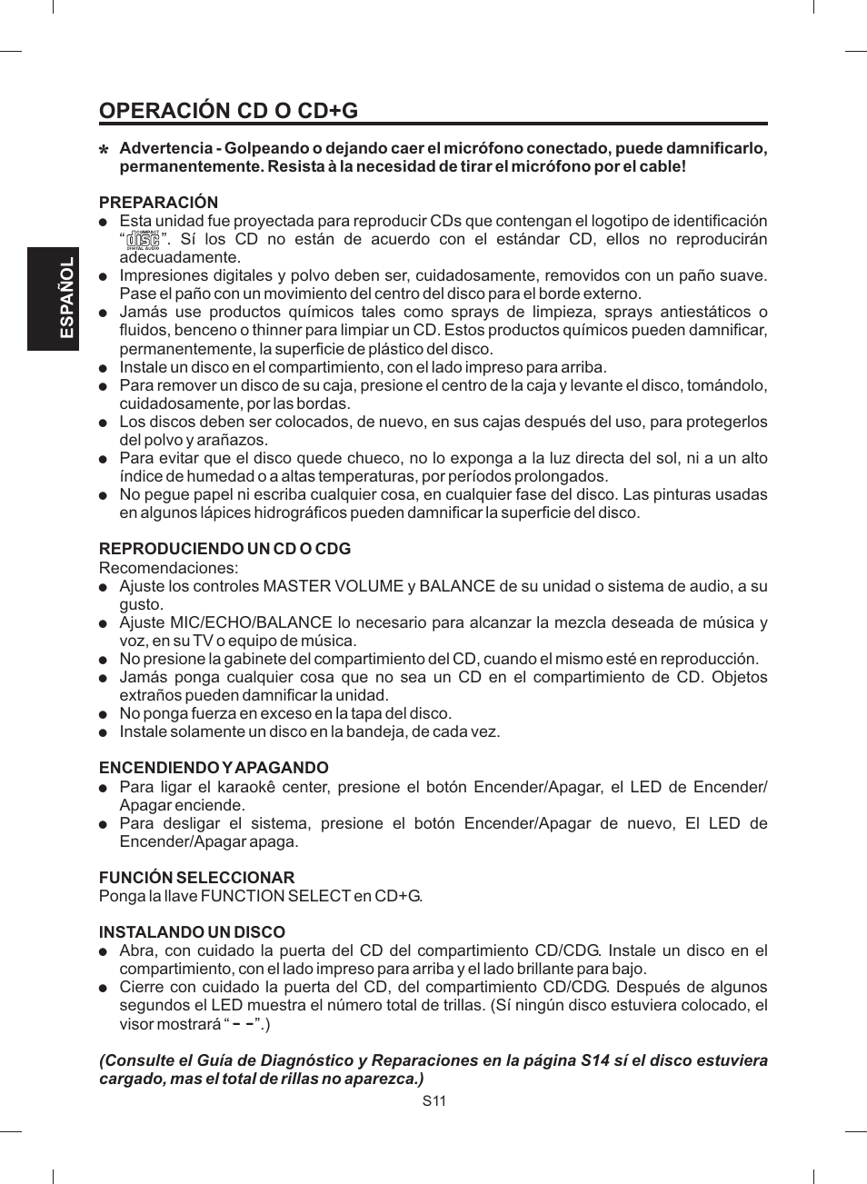 Operación cd o cd+g d | The Singing Machine STVG-512 User Manual | Page 30 / 56
