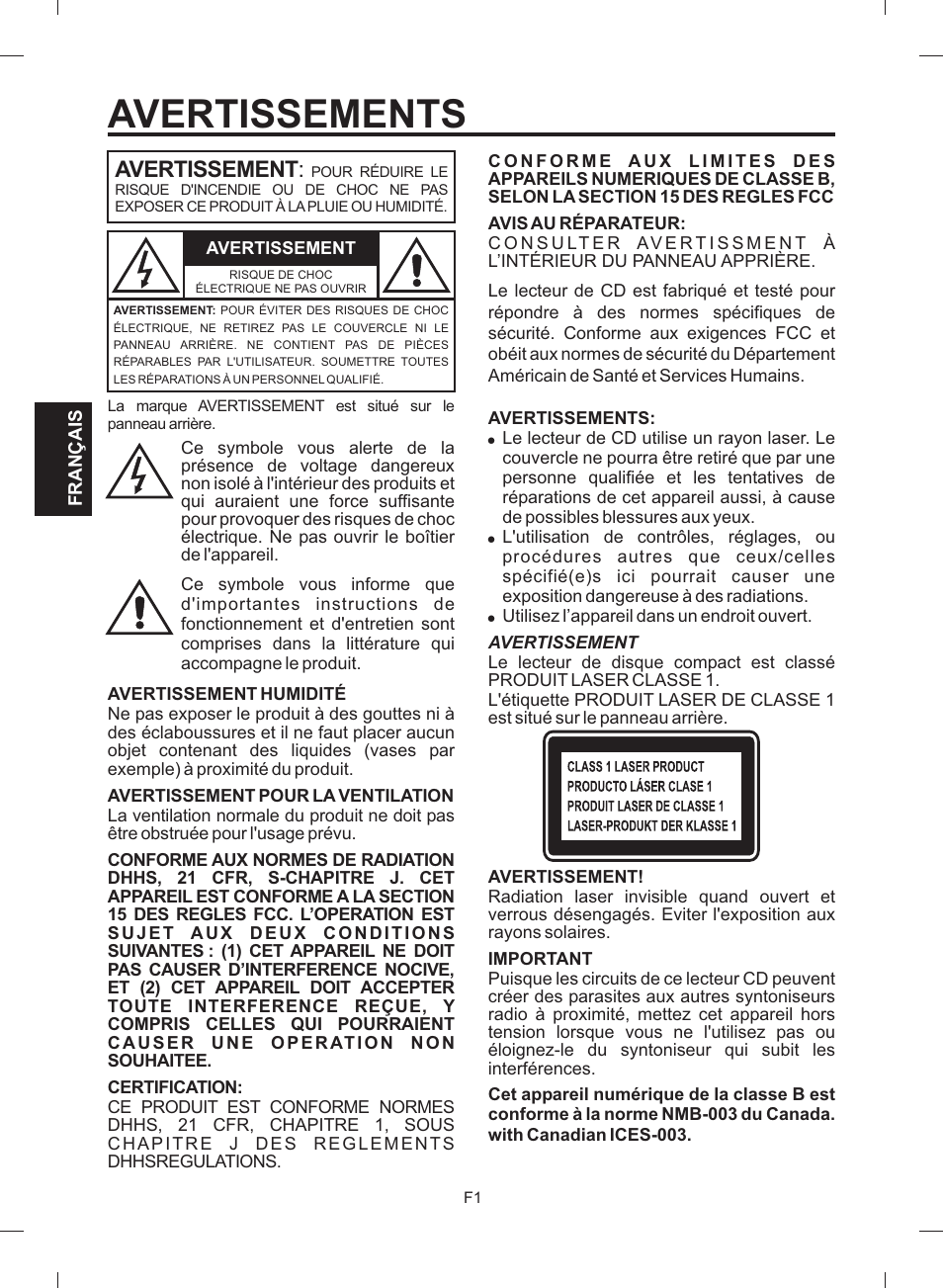 Avertissements, Avertissement | The Singing Machine STVG-512 User Manual | Page 38 / 56