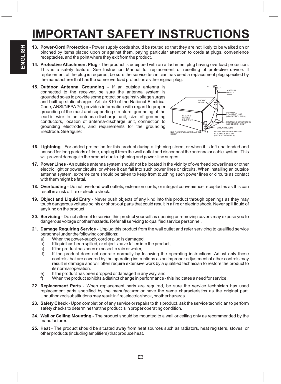 Important safety instructions, English | The Singing Machine STVG-512 User Manual | Page 4 / 56