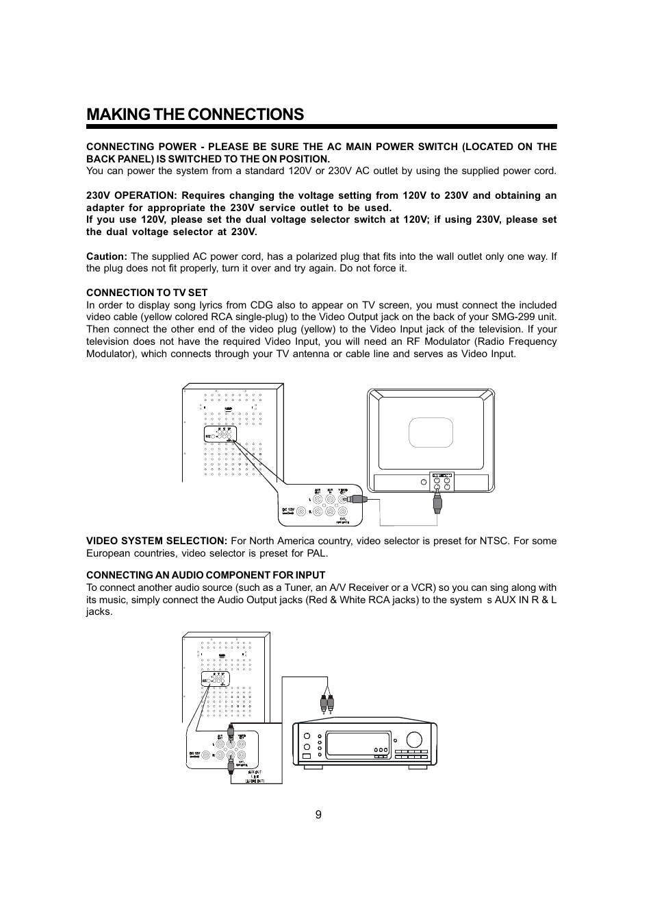 Making the connections | The Singing Machine SMG - 299 User Manual | Page 10 / 22