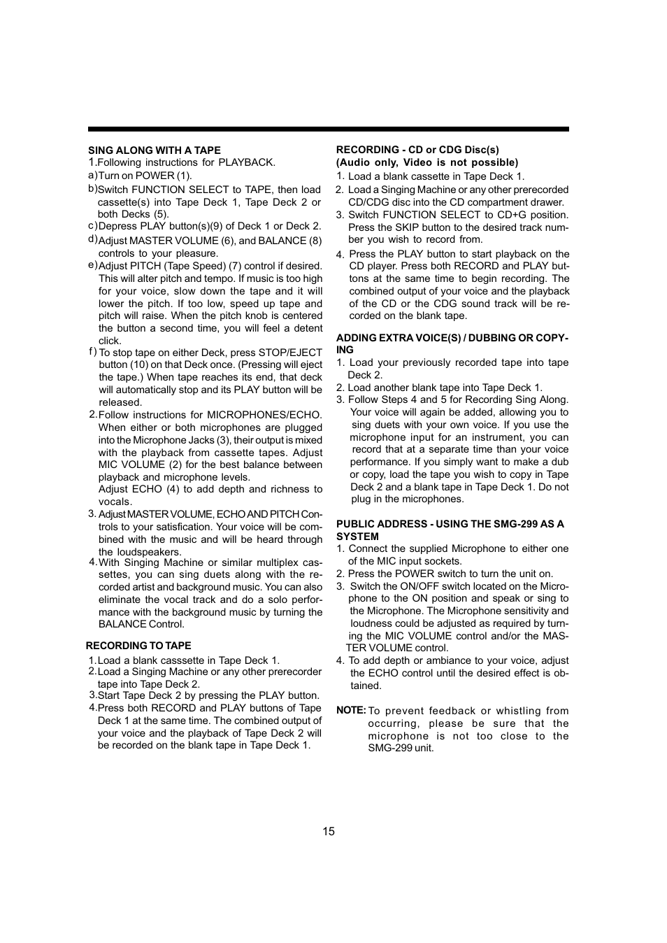 The Singing Machine SMG - 299 User Manual | Page 16 / 22