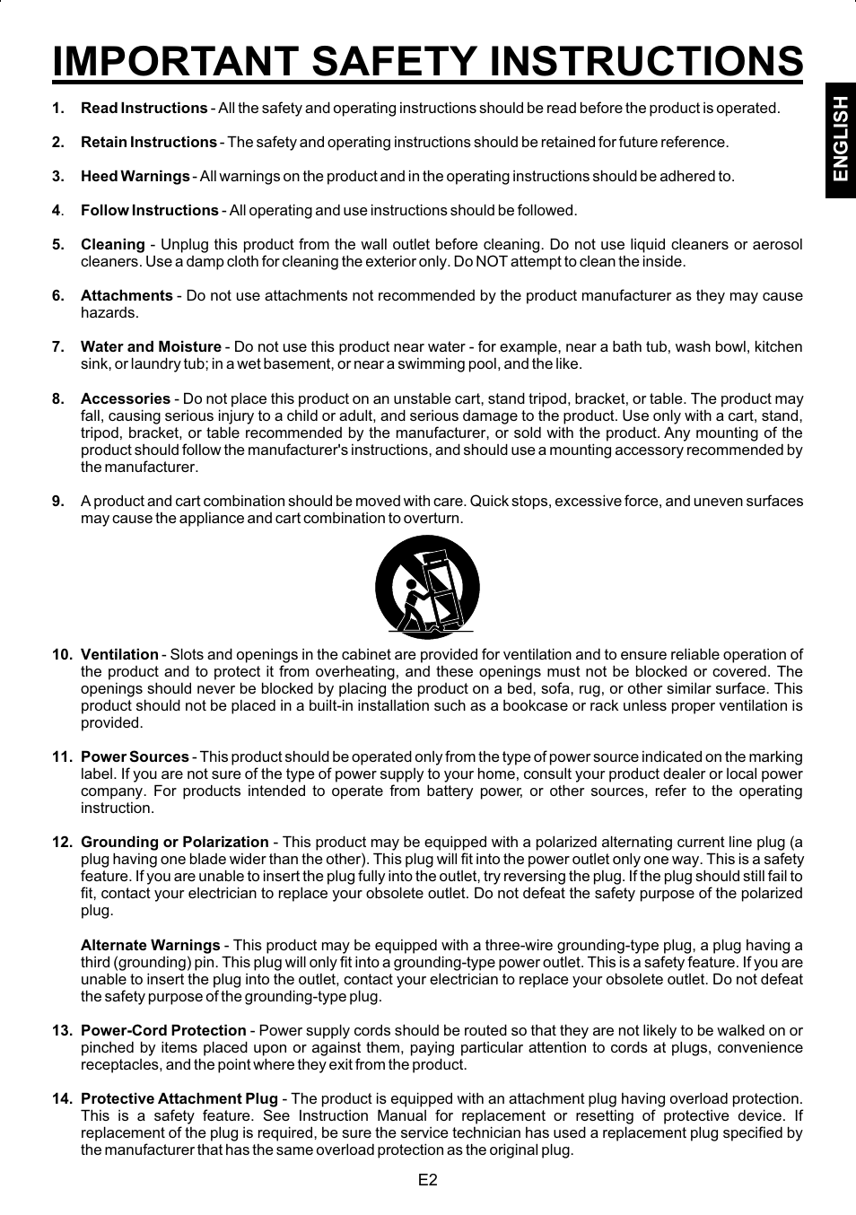 Important safety instructions | The Singing Machine STVG-502 User Manual | Page 3 / 20