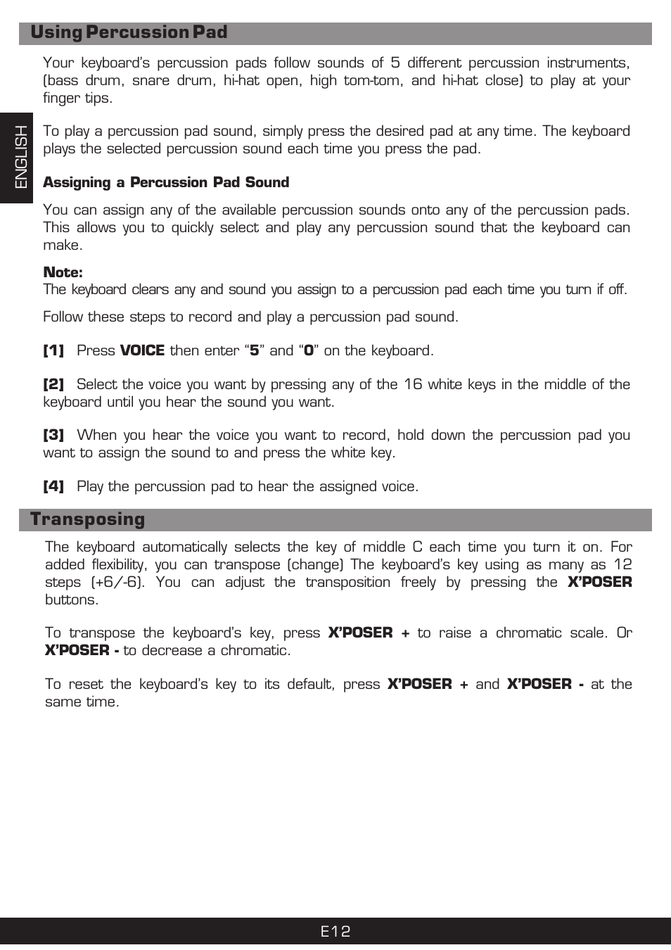 Using percussion pad transposing | The Singing Machine SMI-1420 User Manual | Page 12 / 52
