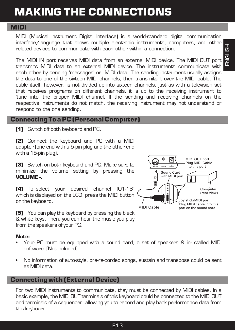 Making the connections, Midi | The Singing Machine SMI-1420 User Manual | Page 13 / 52