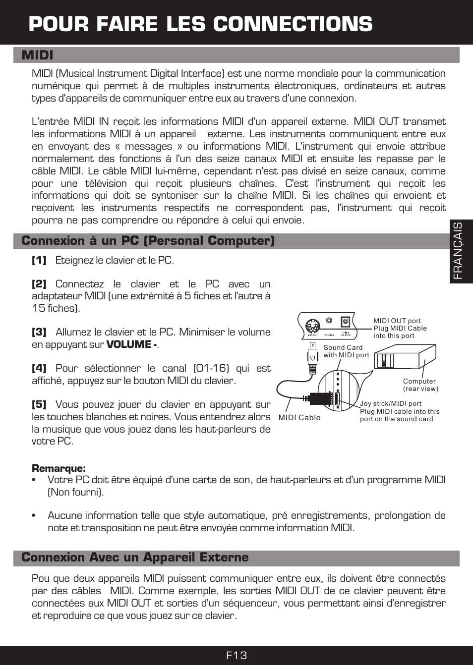 Pour faire les connections, Midi | The Singing Machine SMI-1420 User Manual | Page 45 / 52