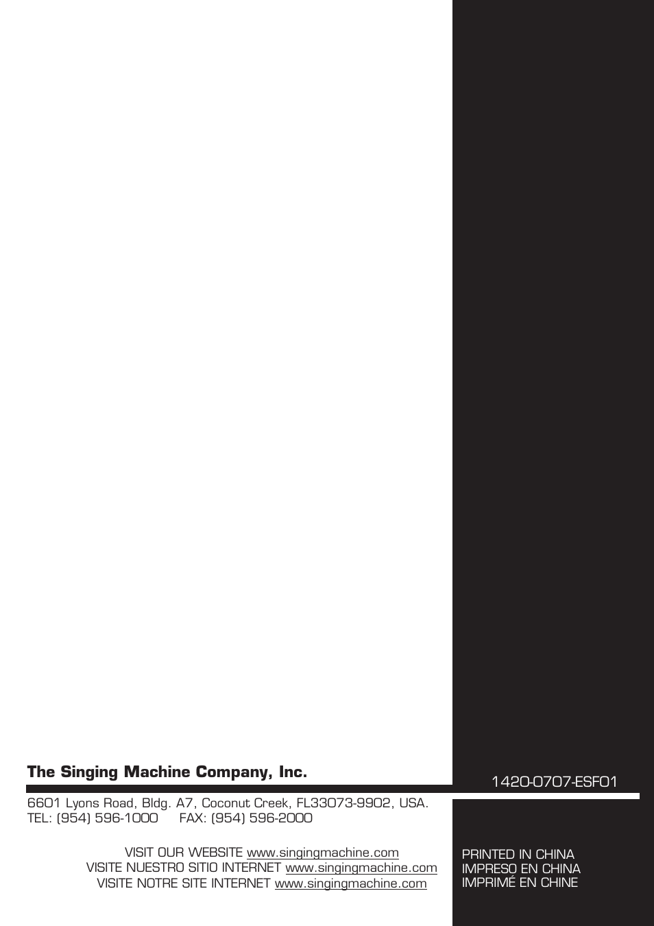 The singing machine company, inc | The Singing Machine SMI-1420 User Manual | Page 52 / 52