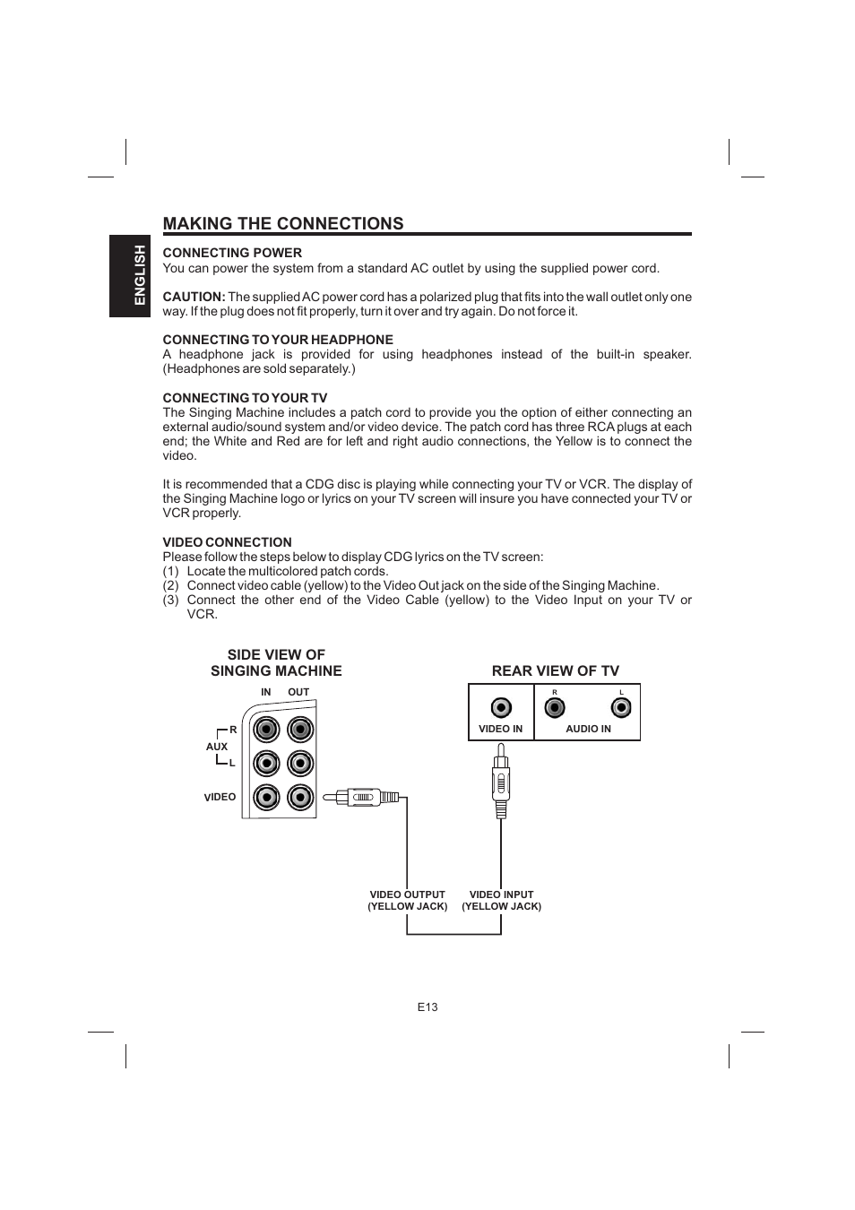 Making the connections | The Singing Machine STVG-999 User Manual | Page 14 / 88