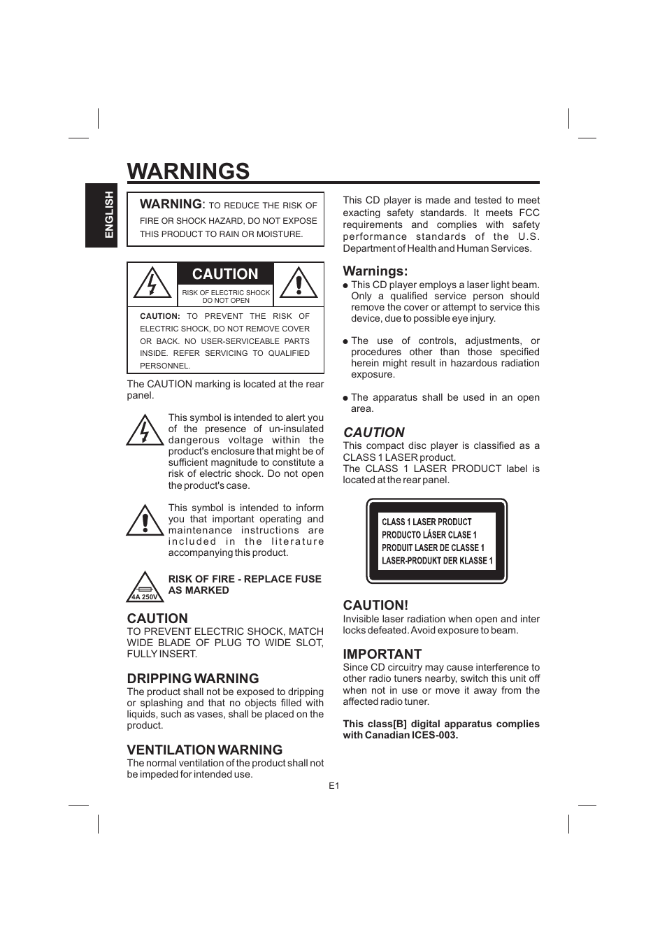 Warnings, Dripping warning ventilation warning, Caution | Warnings: caution! ! ! ! caution important | The Singing Machine STVG-999 User Manual | Page 2 / 88