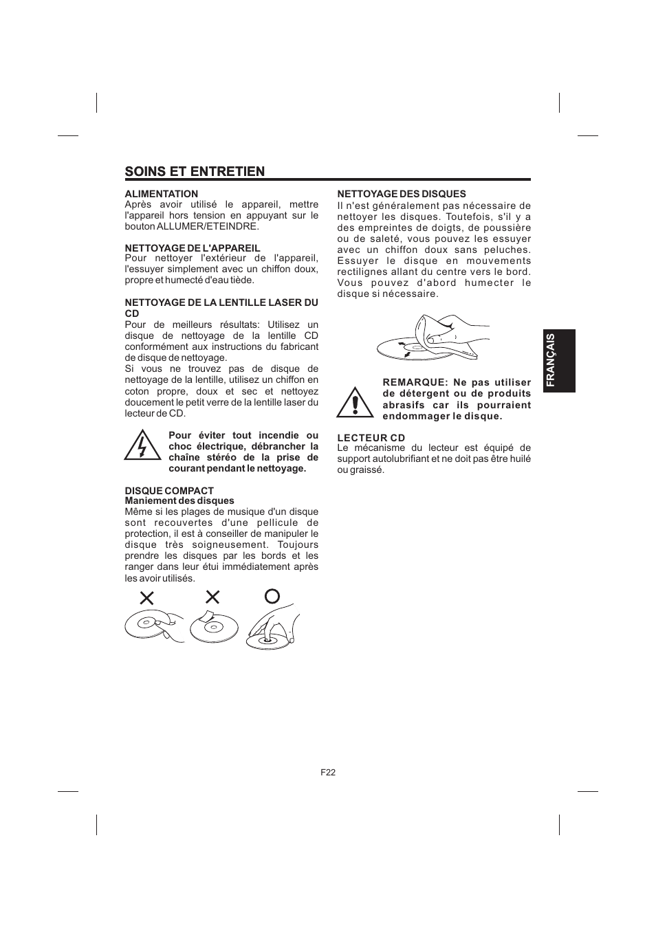 Soins et entretien | The Singing Machine STVG-999 User Manual | Page 79 / 88