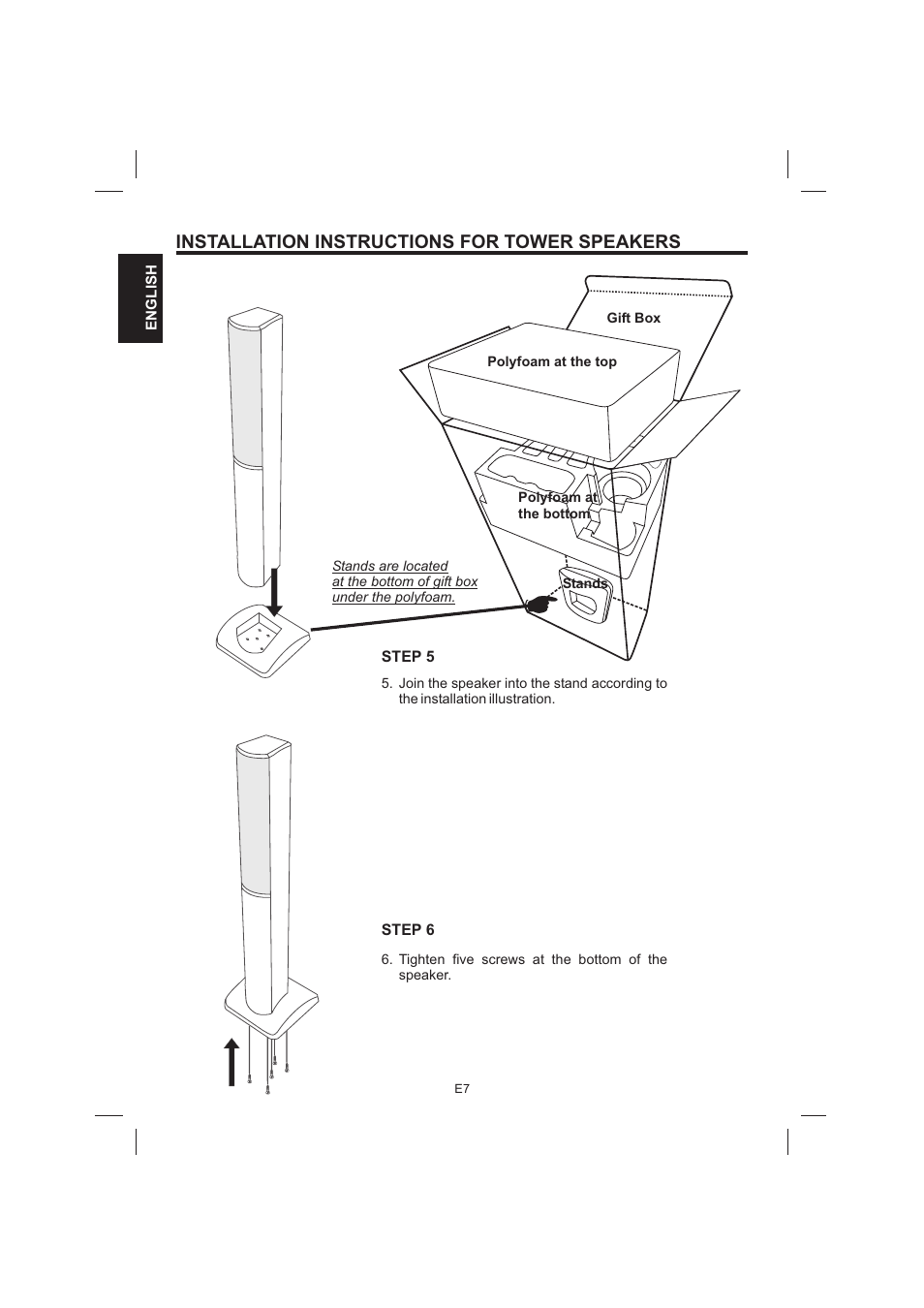 Installation instructions for tower speakers | The Singing Machine STVG-999 User Manual | Page 8 / 88