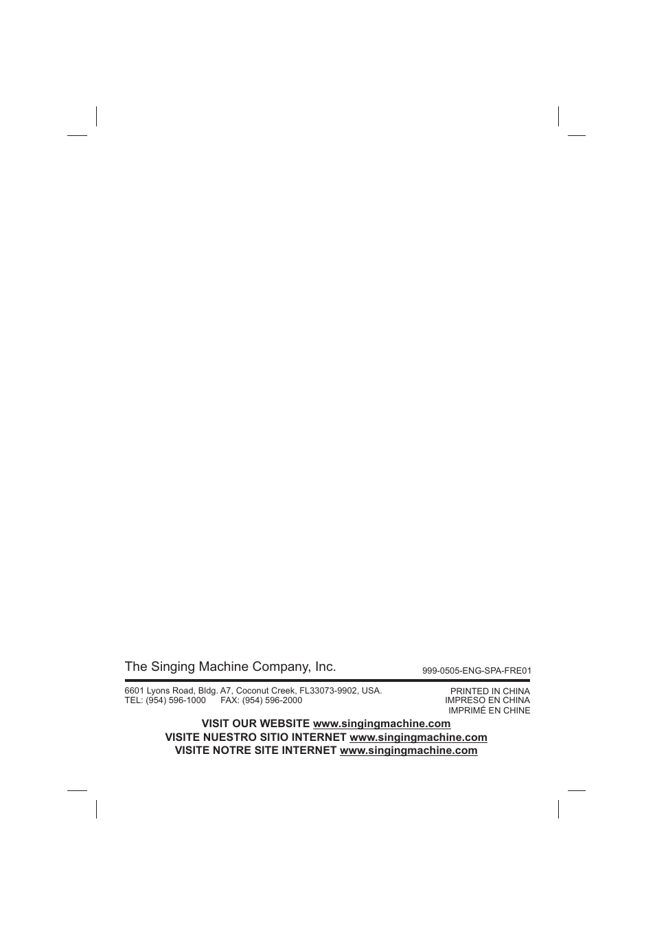 The singing machine company, inc | The Singing Machine STVG-999 User Manual | Page 88 / 88