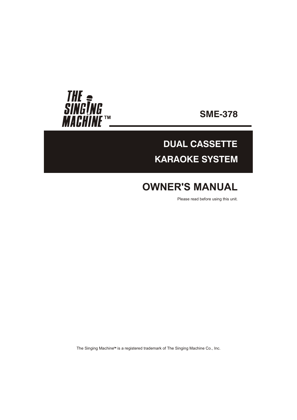 The Singing Machine SME-378 User Manual | 11 pages