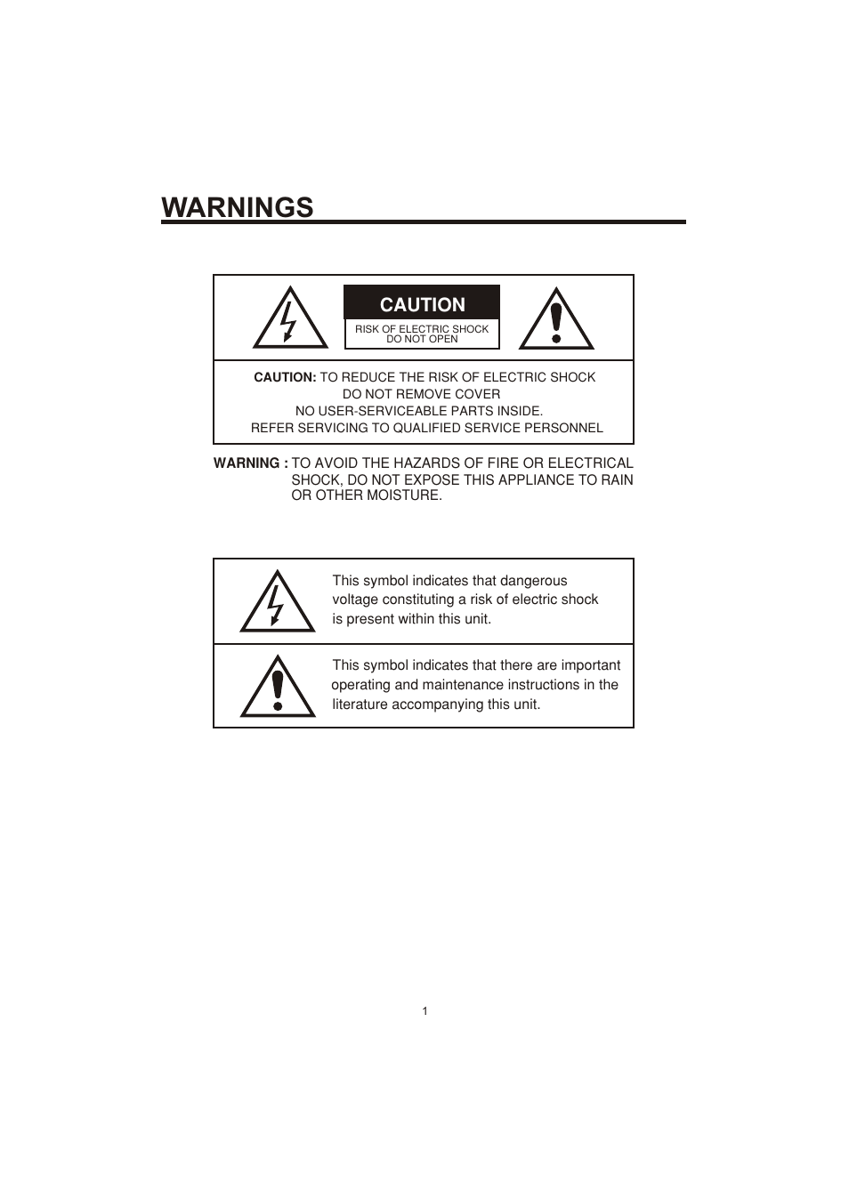 Warnings, Caution | The Singing Machine SME-378 User Manual | Page 2 / 11