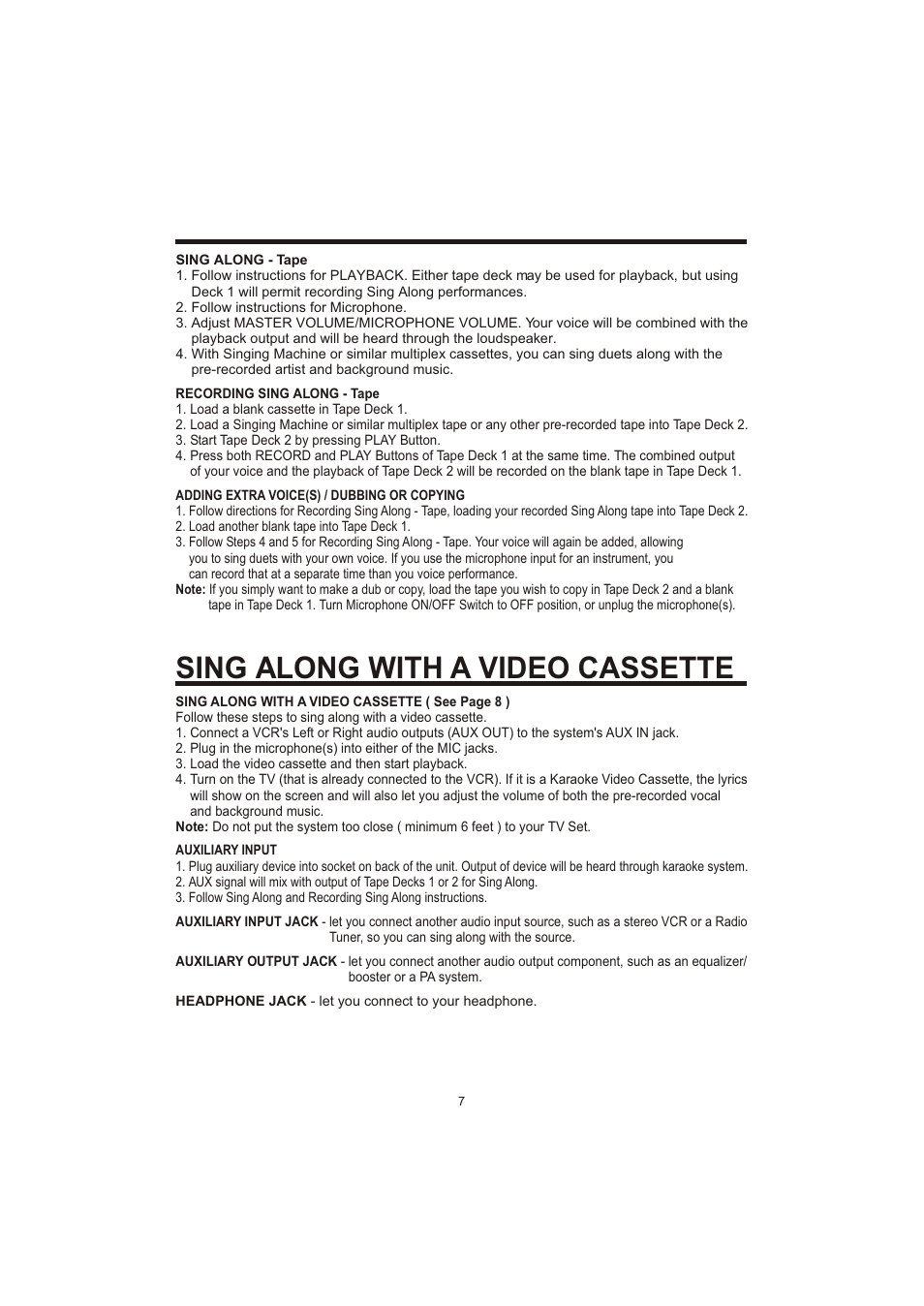 Sing along with a video cassette | The Singing Machine SME-378 User Manual | Page 8 / 11
