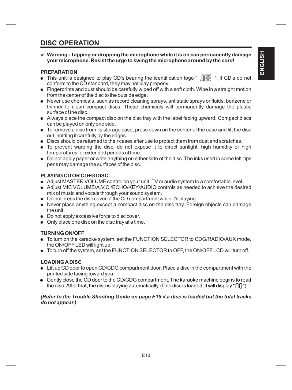 Disc operation | The Singing Machine SMG-151 User Manual | Page 11 / 56