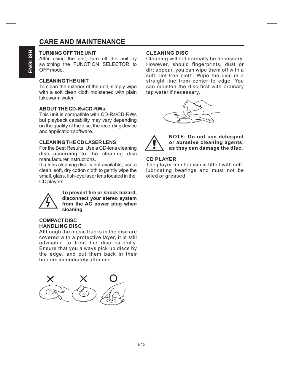 Care and maintenance | The Singing Machine SMG-151 User Manual | Page 14 / 56