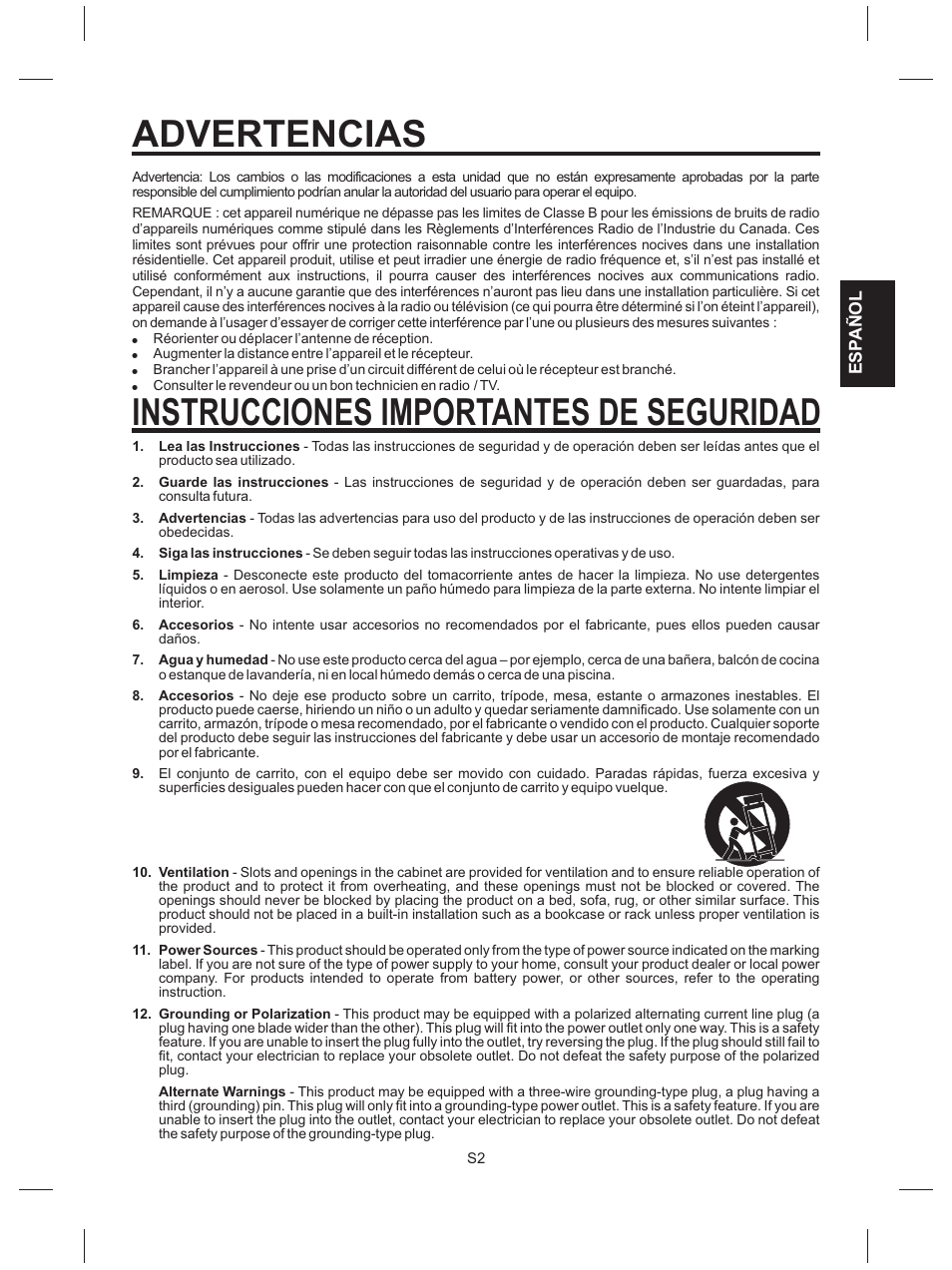 Advertencias, Instrucciones importantes de seguridad | The Singing Machine SMG-151 User Manual | Page 21 / 56